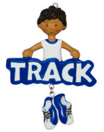 AA1242-B - Track Boy (African-American) Personalized Christmas Ornament