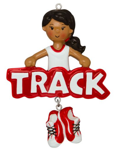 AA1242-G - Track Girl (African-American) Personalized Christmas Ornament