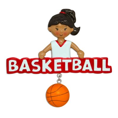 AA1243-G - Basketball Girl (African-American) Personalized Christmas Ornament