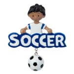 AA1244-B - Soccer Boy (African-American) Personalized Christmas Ornament