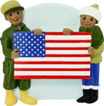 AA2259-2 - Patriotic Family of 2 (African-American) Personalized Christmas Ornament
