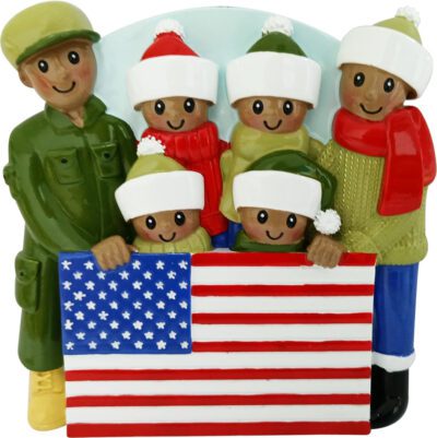 AA2259-6 - Patriotic Family of 6 (African-American) Personalized Christmas Ornament