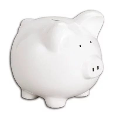 C400 P - Large White Piggy Bank