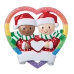 MR1666 - Interracial Gay Couple Personalized Christmas Ornament