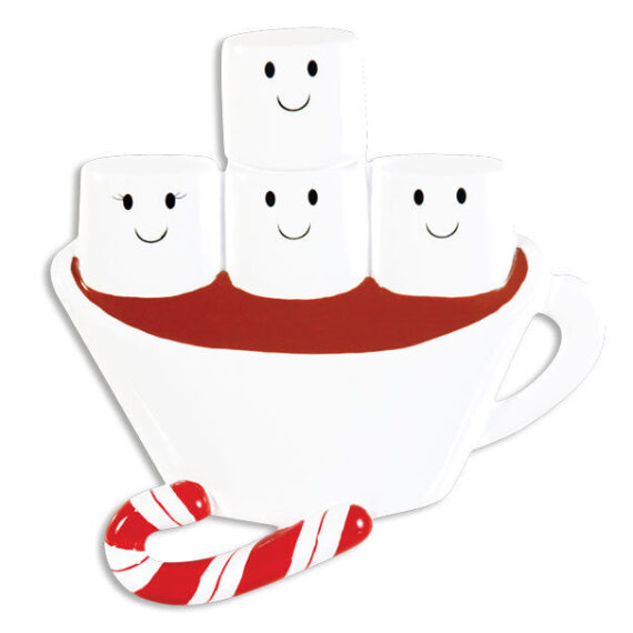 OR1213-4 - Hot Chocolate Family With 2 Kids Personalized Christmas Ornament