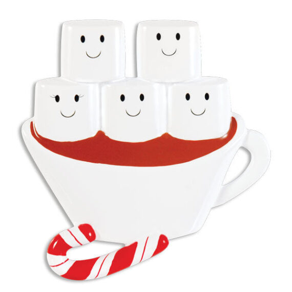OR1213-5 - Hot Chocolate Family With 3 Kids Personalized Christmas Ornament