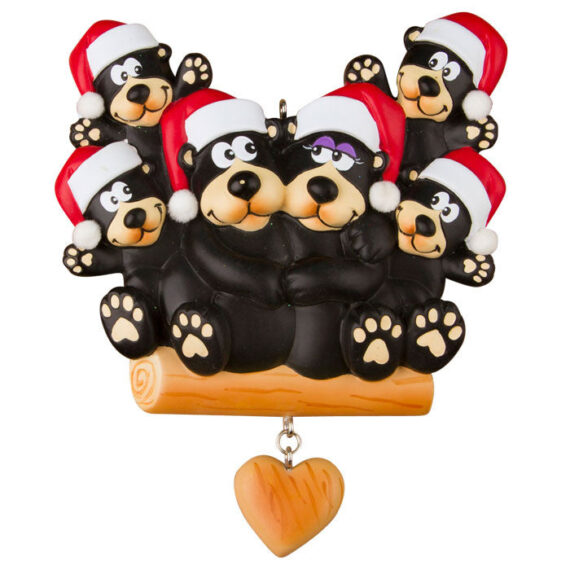 OR1215-6 - Black Bear Family of 6 Personalized Christmas Ornament
