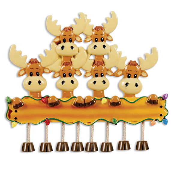 OR1364-6 - Moose Family Of 6 Personalized Christmas Ornament