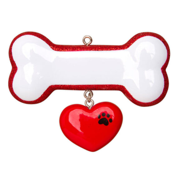 OR1403 - Dog Bone W/Ribbon Personalized Christmas Ornament