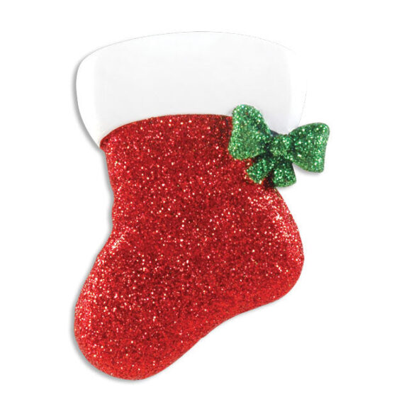 OR1428 - Red Glitter Stocking Personalized Christmas Ornament