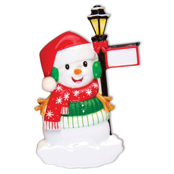 OR1463 - Snowman w/Light Post Personalized Christmas Ornament