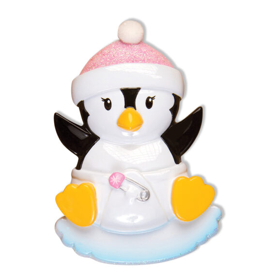 OR1493-P - Baby Penguin Girl Personalized Christmas Ornament
