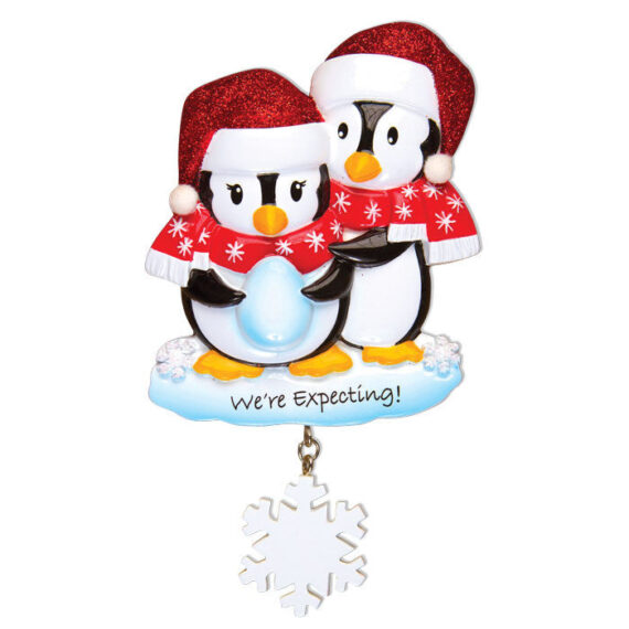 OR1498 - We're Expecting Penguins Personalized Christmas Ornament