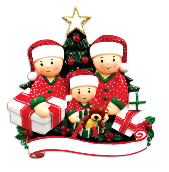 OR1523-3 - Opening Presents (family of 3) Christmas Ornament