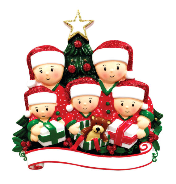OR1523-5 - Opening Presents (family of 5) Christmas Ornament