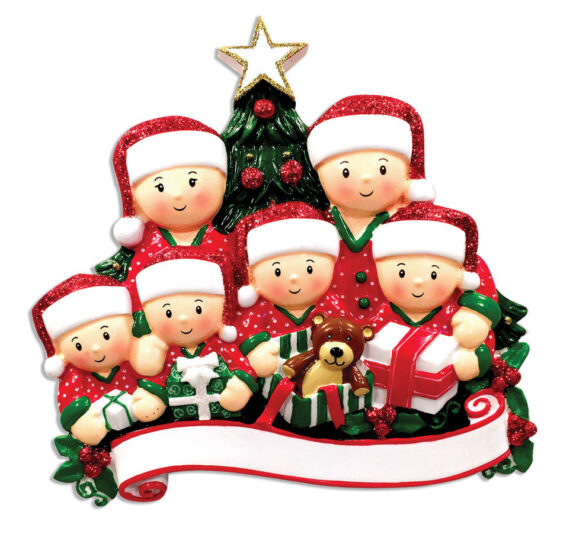 OR1523-6 - Opening Presents (family of 6) Christmas Ornament