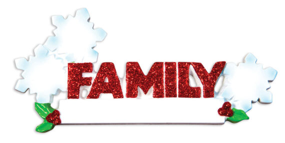 OR1524-3 - Word Family (with 3 Snowflakes) Christmas Ornament