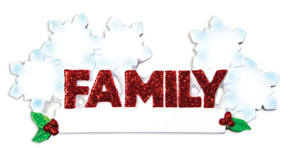 OR1524-5 - Word Family (with 5 Snowflakes) Christmas Ornament