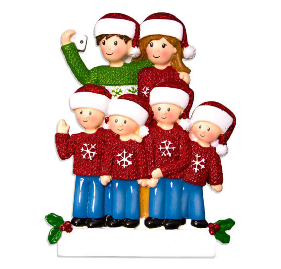 OR1525-6 - Selfie Family (with 4 children) Christmas Ornament