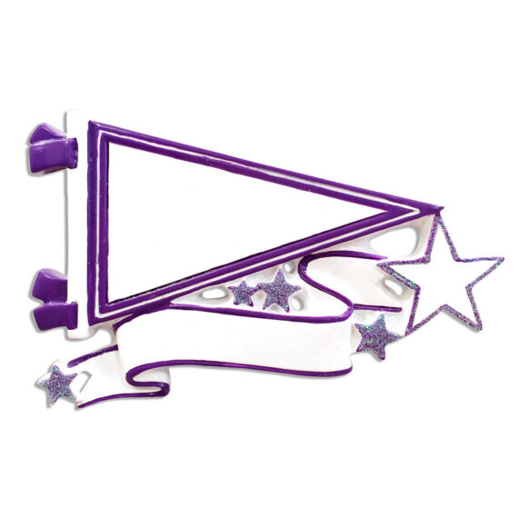 OR1558-PL - Pennants (Purple) Personalized Christmas Ornament