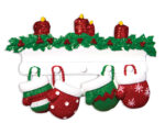 OR1570-4 - Red & Green Mitten Family of 4 Personalized Christmas Ornament