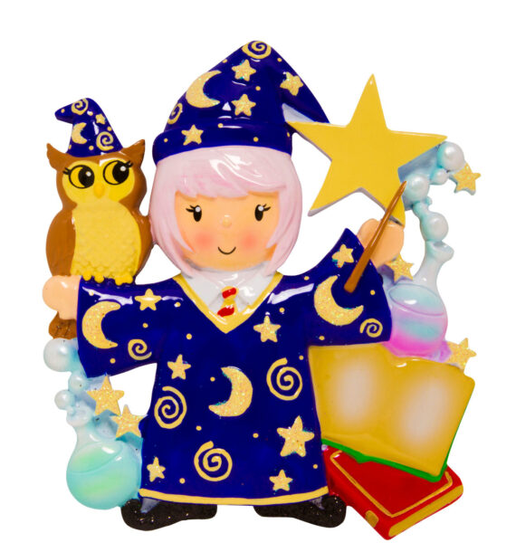 OR1584-GIRL - Wizard Girl Personalized Christmas Ornament