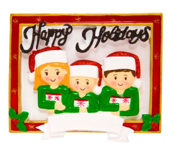 OR1600-3 - Christmas Card Family of 3 Personalized Christmas Ornament