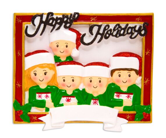OR1600-5 - Christmas Card Family of 5 Personalized Christmas Ornament