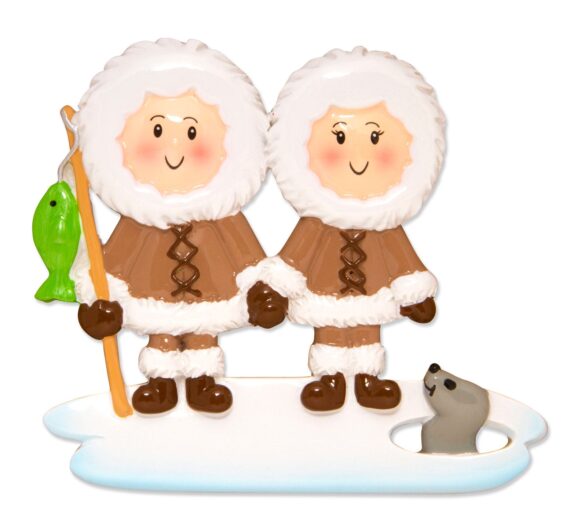 OR1607-2 - Eskimo Family Couple Personalized Christmas Ornament