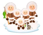OR1607-5 - Eskimo Family of 5 Personalized Christmas Ornament