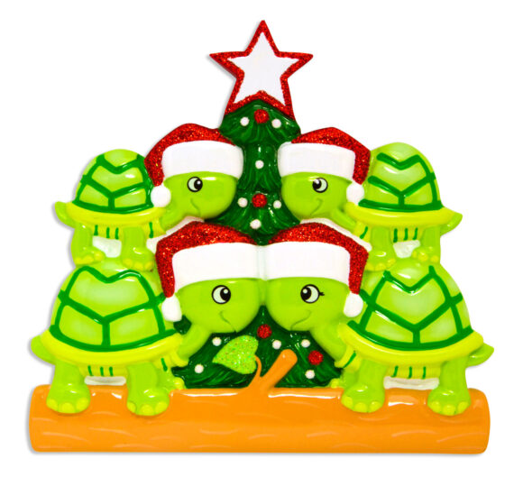 OR1608-4 - Turtle Family of 4 Personalized Christmas Ornament