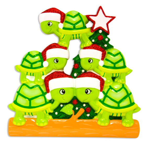 OR1608-5 - Turtle Family of 5 Personalized Christmas Ornament