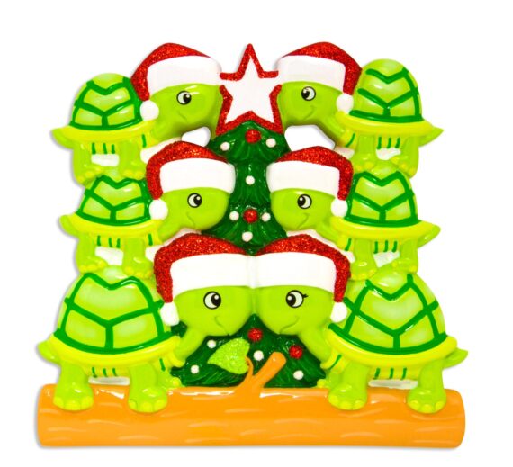 OR1608-6 - Turtle Family of 6 Personalized Christmas Ornament