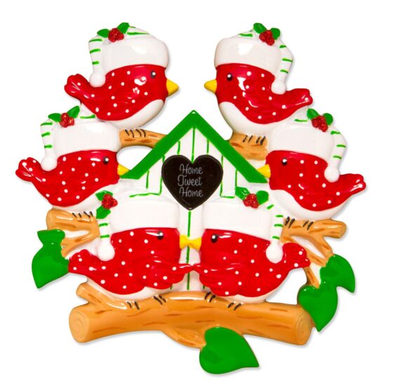 OR1609-6 - Bird Family of 6 For PC Personalized Christmas Ornament