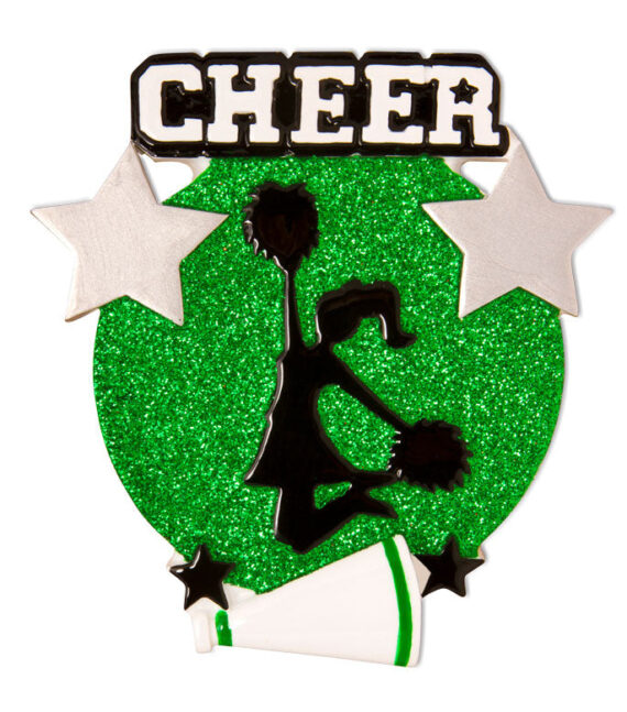 OR1625-G - Cheer Is Life Silhouette (Green) Personalized Christmas Ornament