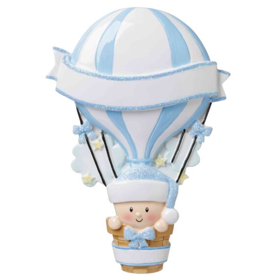 OR1642-B - Hot Air Balloon (Blue) Personalized Christmas Ornament