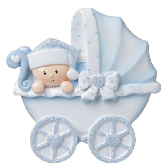 OR1643-B - Baby Carriage (Blue) Personalized Christmas Ornament