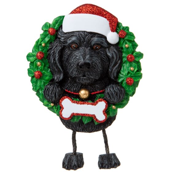 OR1712-LD/BK - Labradoodle Black (Pure Breed) Personalized Christmas Ornament