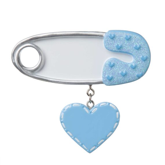 OR1733-B - Safety Pin (Blue) Personalized Christmas Ornament