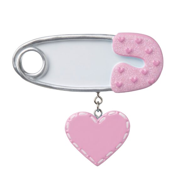 OR1733-P - Safety Pin (Pink) Personalized Christmas Ornament