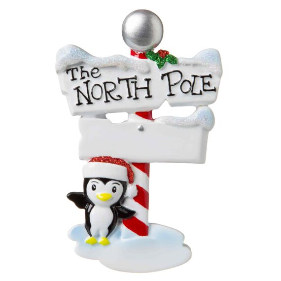OR1739 - North Pole Sign Personalized Christmas Ornament
