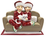 OR1786-2 - Couple with/Cat Personalized Christmas Ornament