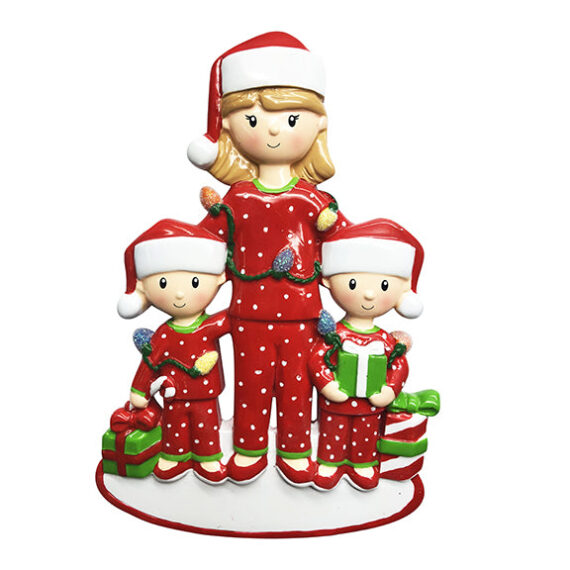OR1792-2 - Single Mom with 2 Children Personalized Christmas Ornament