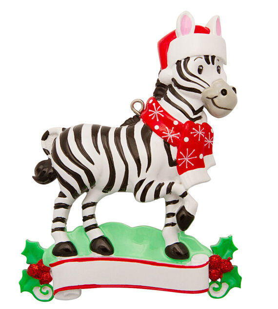 OR1850-ZEBRA - Zebra (Zoo Animals) Personalized Christmas Ornament