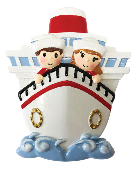 OR1867-2 - Family of 2 On A Cruise Ship Personalized Christmas Ornament