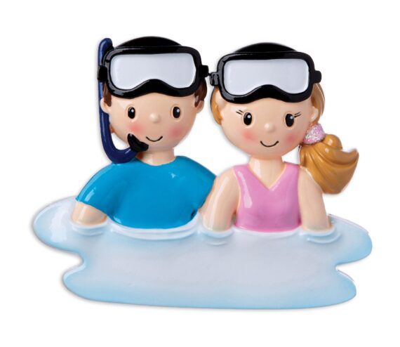OR1874-2 -  Snorkel Family of 2 Personalized Christmas Ornament