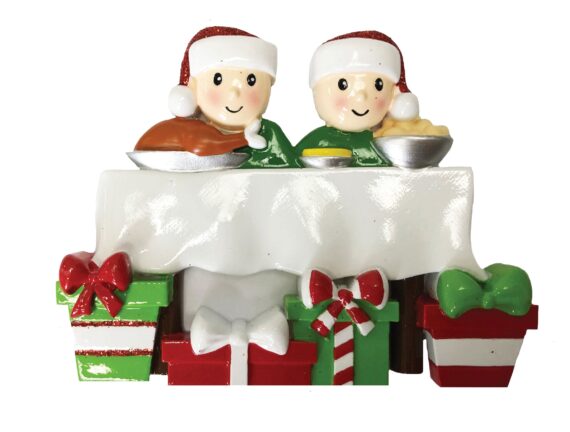 OR1876-2 - Dinner Table Family of 2 Personalized Christmas Ornament