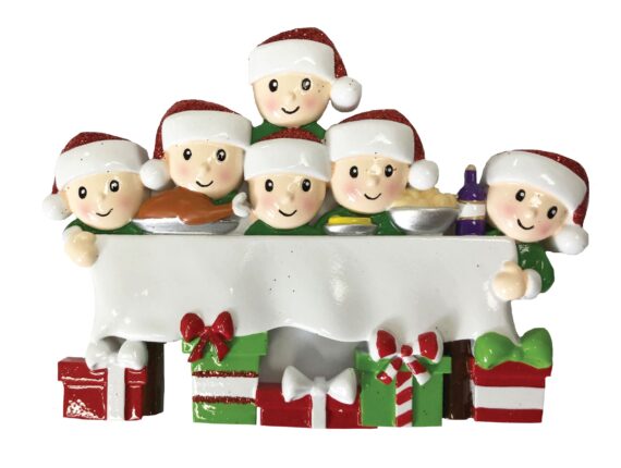 OR1876-6 - Dinner Table Family of 6 Personalized Christmas Ornament