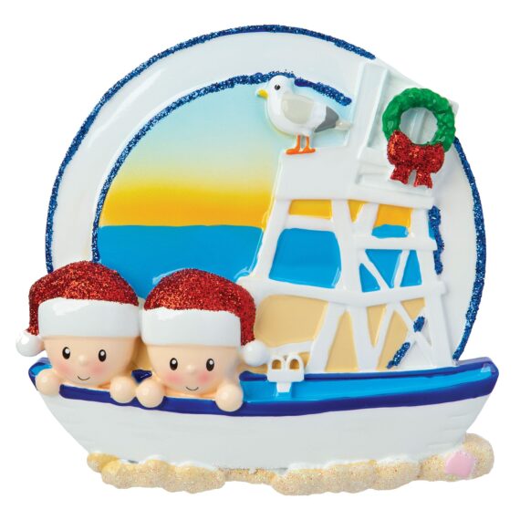 OR1901-2 - Beach Family of 2 Personalized Christmas Ornament