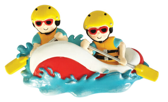 OR1908-2 - White Water Rafting Family of 2 Personalized Christmas Ornament